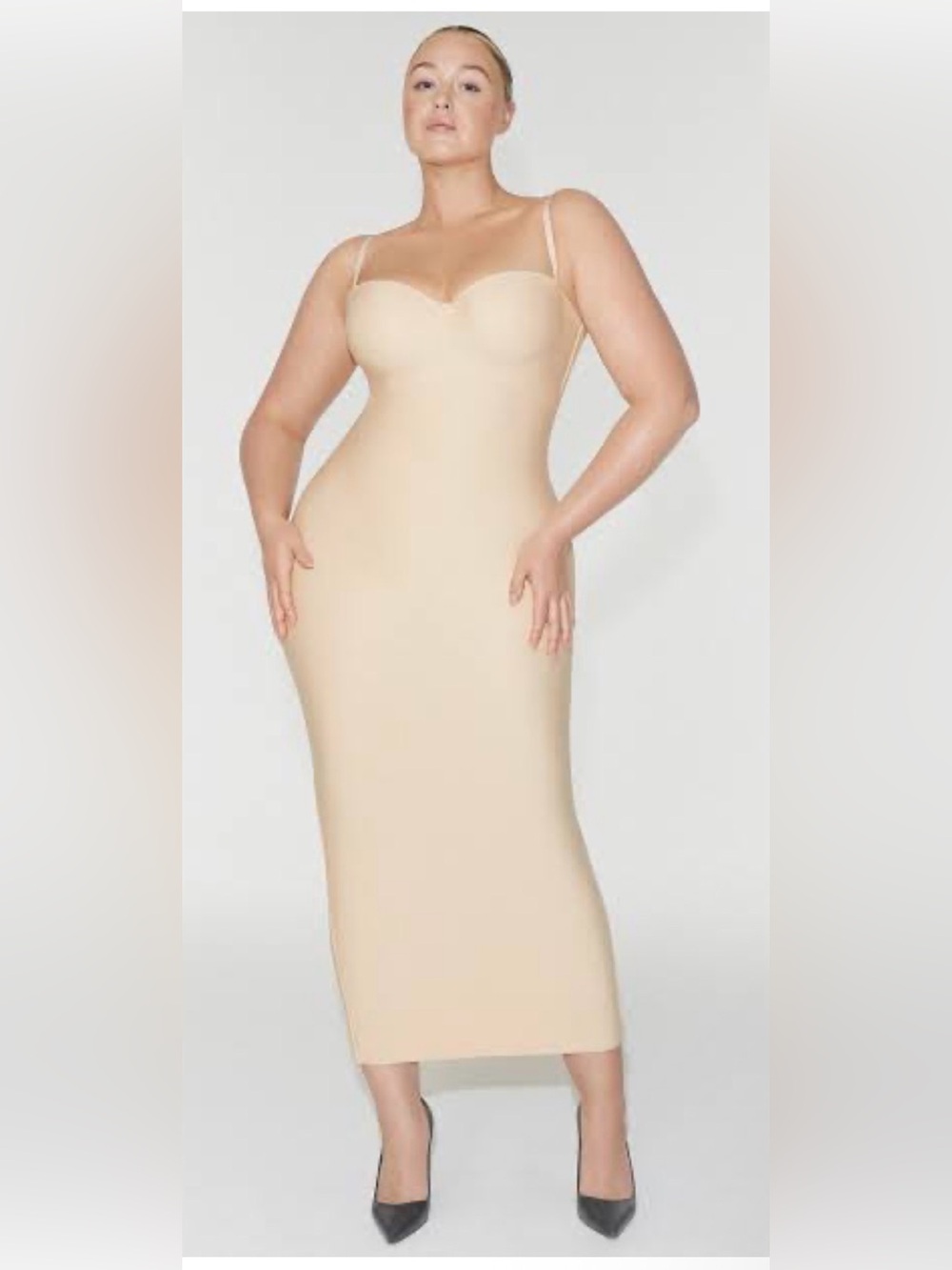 SKIMS Body Molded Underwire Sculpting Shapewear Dress in Sand 3x